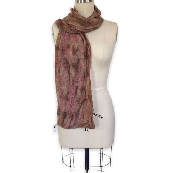 NWT Pomegranate Moon Art to Wear Nuno Felt Merino Wool Boho Print Silk Scarf OS - Picture 5 of 6